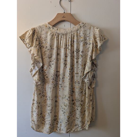 Doe & Rae Cream Floral V Neck Blouse - Picture 5 of 9